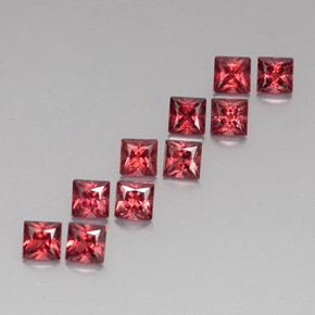 Pedras preciosas de granada almandina vermelho natural de  ct, quadrado, VVS-VS