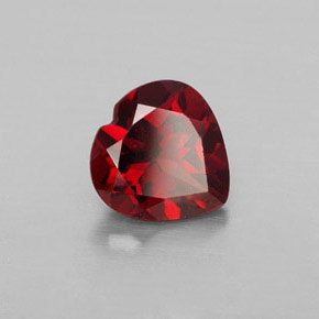 Granada almandina vermelho natural 1,46ct, formato de coração, VVS-VS