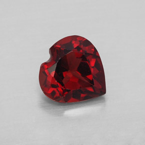 Granada almandina vermelho natural 1,58ct, formato de coração, VVS-VS