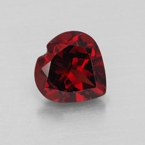 Granada almandina vermelho natural 1,48ct, formato de coração, VVS-VS