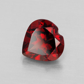 Granada almandina vermelho natural 1,48ct, formato de coração, VVS-VS