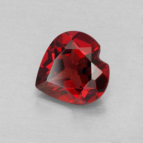 Granada almandina vermelho natural 1,35ct, formato de coração, VVS-VS