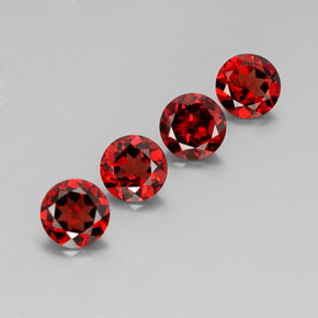 Pedras preciosas de granada almandina vermelho natural de  ct, corte redondo, VVS-VS