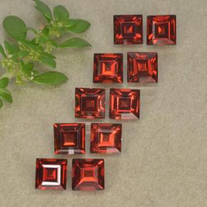 Pedras preciosas de Granada Almandina Vermelho brilhante natural de 3,89 ct, Quadrado, VVS-VS