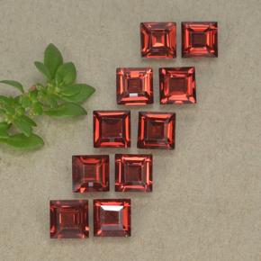 Pedras preciosas de Granada Almandina vermelho médio natural de 4,37 ct, Quadrado, VVS-VS