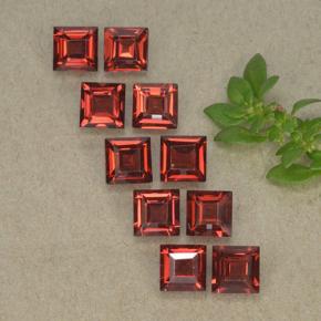 Pedras preciosas de Granada Almandina vermelho médio natural de 4,37 ct, Quadrado, VVS-VS