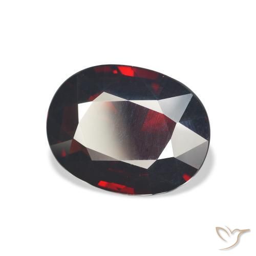 Granada Almandina Vermelho escuro Natural 7.08ct, oval, VVS-VS