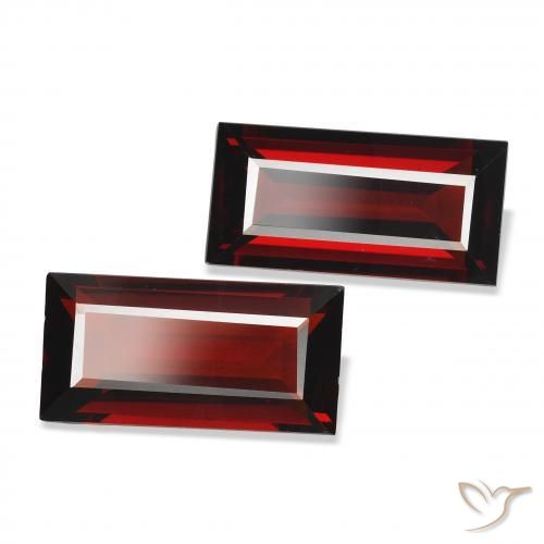 Pedras preciosas de Granada Almandina Vermelho escuro natural de 3.65 ct, baguete, VVS-VS