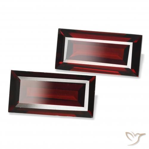 Pedras preciosas de Granada Almandina Vermelho escuro natural de 3.88 ct, baguete, VVS-VS