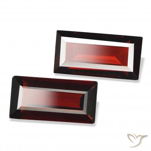 Pedras preciosas de Granada Almandina Vermelho escuro natural de 3.44 ct, baguete, VVS-VS