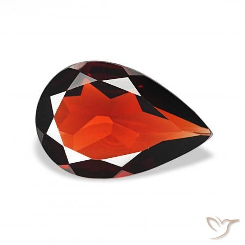 Granada Almandina vermelho médio Natural 2.42ct, Formato de pêra, VVS