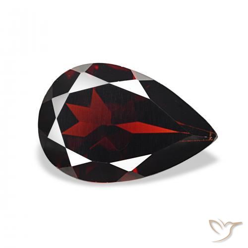 Granada Almandina Vermelho escuro Natural 3.20ct, Formato de pêra, VVS-VS