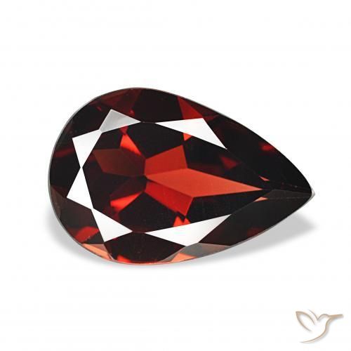 Granada Almandina Vermelho escuro Natural 3.09ct, Formato de pêra, VS