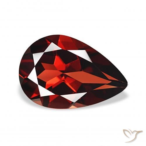Granada Almandina Vermelho escuro Natural 3.36ct, Formato de pêra, VVS-VS