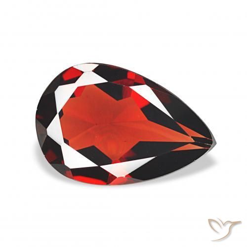 Granada Almandina vermelho médio Natural 3.16ct, Formato de pêra, VVS-VS