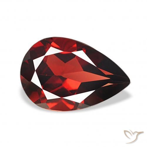 Granada Almandina Vermelho escuro Natural 3.38ct, Formato de pêra, VVS