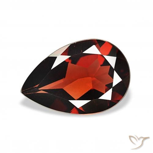 Granada Almandina Vermelho escuro Natural 2.92ct, Formato de pêra, VVS