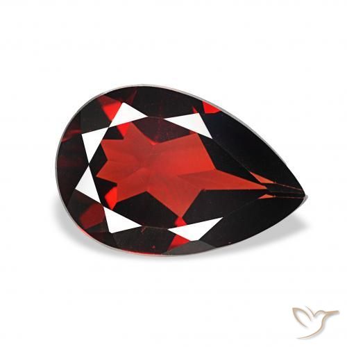 Granada Almandina Vermelho escuro Natural 2.92ct, Formato de pêra, VVS