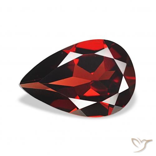 Granada Almandina Vermelho Sangue Profundo Natural 2.97ct, Formato de pêra, VVS