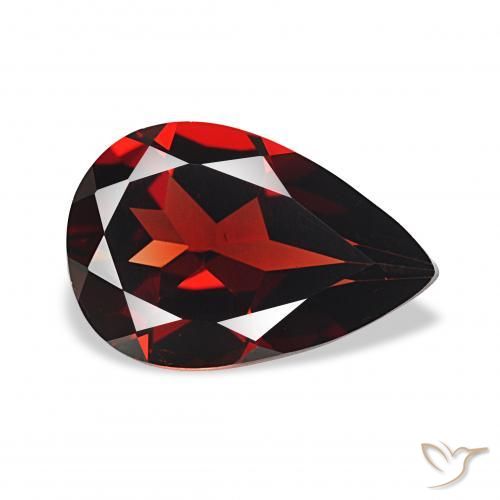 Granada Almandina Vermelho Sangue Profundo Natural 2.97ct, Formato de pêra, VVS