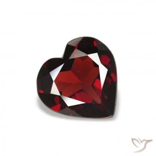 Granada Almandina Vermelho escuro Natural 1.47ct, Coração, VVS