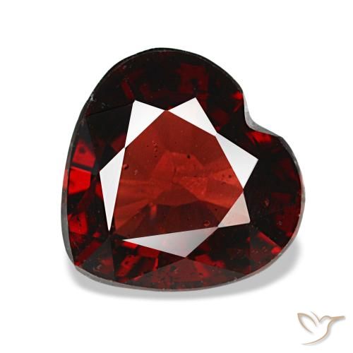 Granada almandina vermelho natural 1,88ct, formato de coração, VS
