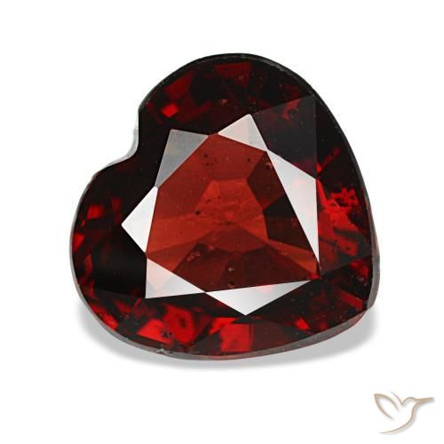 Granada almandina vermelho natural 1,88ct, formato de coração, VS