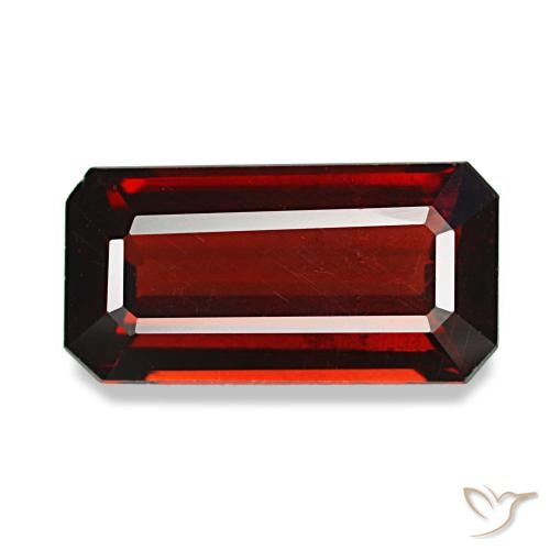 Granada almandina vermelho natural 4,46ct, corte esmeralda, VS