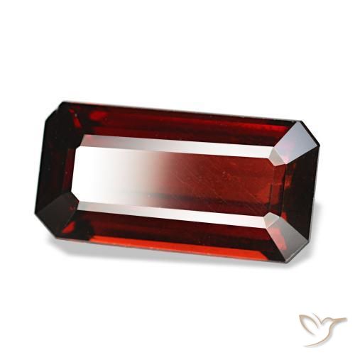 Granada almandina vermelho natural 4,46ct, corte esmeralda, VS