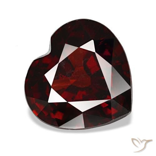 Granada almandina vermelho natural 3,71ct, formato de coração, VS
