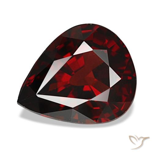Granada almandina vermelho natural 4,33ct, formato de pêra, VVS-VS