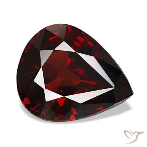 Granada almandina vermelho natural 4,33ct, formato de pêra, VVS-VS