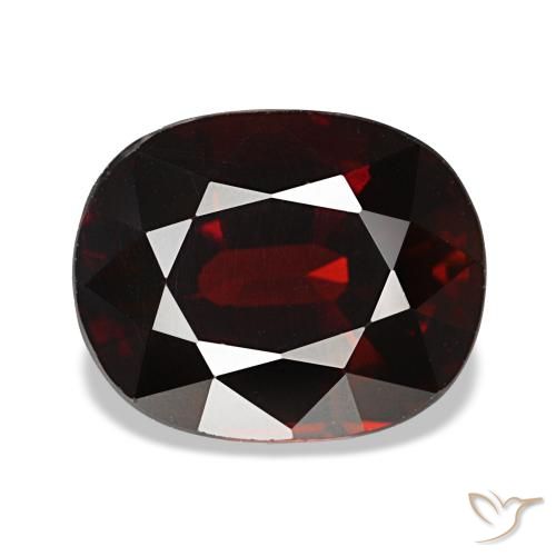 Granada almandina vermelho natural 4,38ct, almofada cortada, VVS-VS