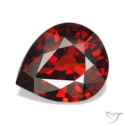 Granada almandina vermelho natural 2,59ct, formato de pêra, VS