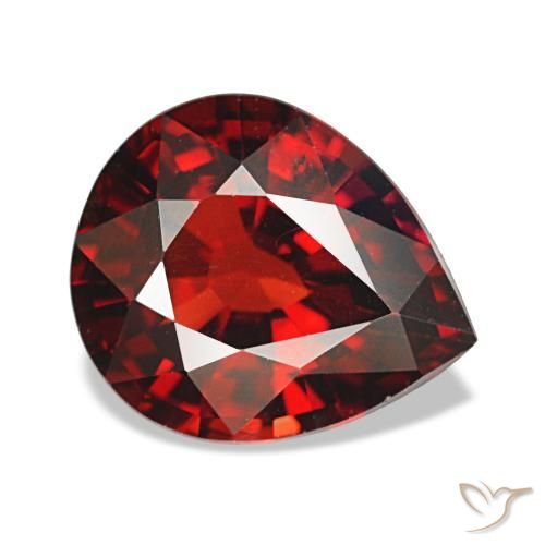 Granada almandina vermelho natural 2,59ct, formato de pêra, VS