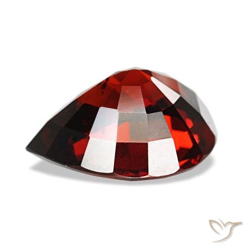 Granada almandina vermelho natural 2,59ct, formato de pêra, VS