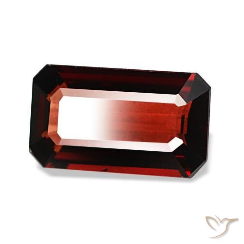 Granada almandina vermelho natural 3,44ct, corte esmeralda, VVS-VS
