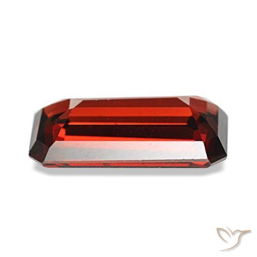 Granada almandina vermelho natural 3,44ct, corte esmeralda, VVS-VS