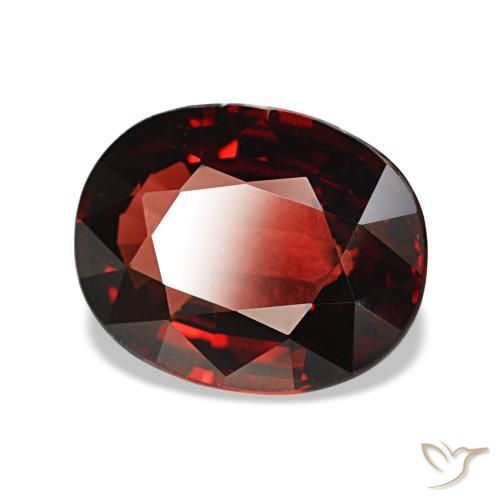 Granada almandina vermelho natural 2,90ct, corte oval, VVS-VS