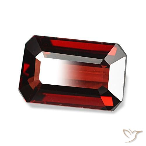 Granada almandina vermelho natural 3,08ct, corte esmeralda, VVS-VS