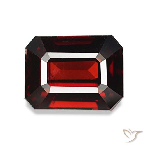 Granada almandina vermelho natural 3,32ct, corte esmeralda, VS