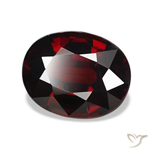 Granada almandina vermelho natural 3,36ct, corte oval, VVS-VS