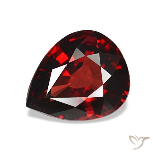 Granada almandina vermelho natural 2,67ct, formato de pêra, VVS-VS