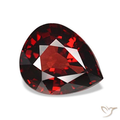 Granada almandina vermelho natural 2,67ct, formato de pêra, VVS-VS