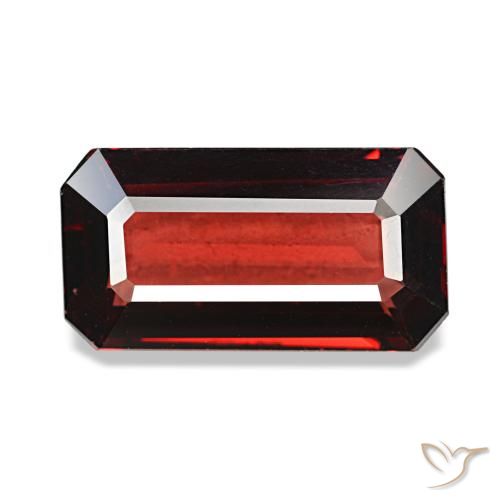 Granada almandina vermelho natural 3,62ct, corte esmeralda, VS