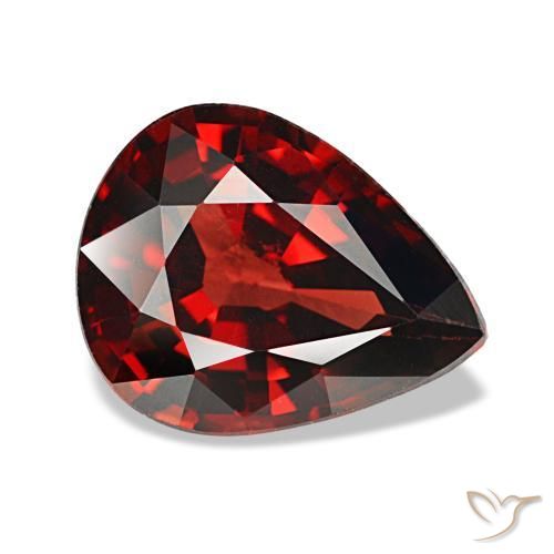 Granada almandina vermelho natural 2,43ct, formato de pêra, VVS-VS