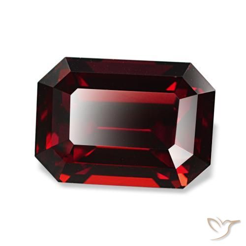 Granada almandina vermelho natural 3,49ct, corte esmeralda, VVS