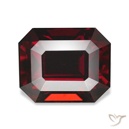 Granada almandina vermelho natural 4,68ct, corte esmeralda, VVS