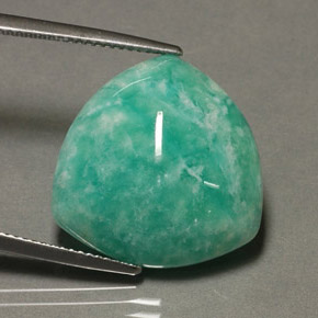 Amazonita verde natural 14,87ct, trillion, opaco