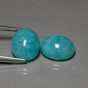 Pedras preciosas de amazonita verde-azul natural de  ct, corte oval, opaco